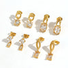 Wholesale Light Luxury Geometric Diamondencrusted Stainless Steel Women's Earrings With Vacuum Real Gold Plating