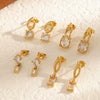 Wholesale Light Luxury Geometric Diamondencrusted Stainless Steel Women's Earrings With Vacuum Real Gold Plating