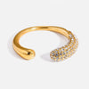 Wholesale Light Luxury Geometric Diamondinlaid Stainless Steel Open Ring For Women