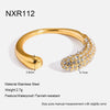Wholesale Light Luxury Geometric Diamondinlaid Stainless Steel Open Ring For Women