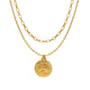 Wholesale Light Luxury Geometric Doublelayer Round Pendant Necklace For Women Titanium Steel Electroplated Flat Snake Chain