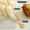 Wholesale Light Luxury Geometric Doublelayer Round Pendant Necklace For Women Titanium Steel Electroplated Flat Snake Chain