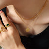 Wholesale Light Luxury Geometric Doublelayer Round Pendant Necklace For Women Titanium Steel Electroplated Flat Snake Chain