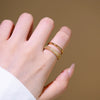 Wholesale Light Luxury Geometric Doublelayer Zircon Open Metal Full Diamond Ring For Women Gold Plated Copper Electroplated