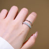 Wholesale Light Luxury Geometric Doublelayer Zircon Open Metal Full Diamond Ring For Women Gold Plated Copper Electroplated