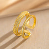 Wholesale Light Luxury Geometric Doublelayer Zircon Open Metal Full Diamond Ring For Women Gold Plated Copper Electroplated