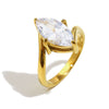 Wholesale Light Luxury Geometric Drop Shape Electroplated Stainless Steel Horse Eye Oblique Ring Women's Hand Jewelry