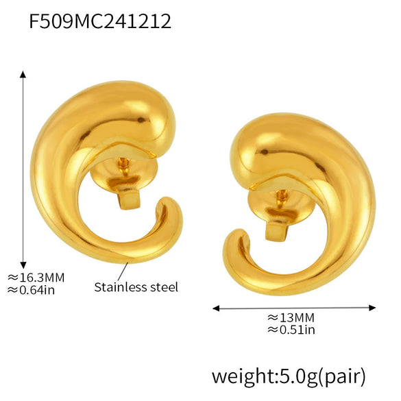 Wholesale Light Luxury Geometric Drop Shape 316L Stainless Steel 18K Gold Plated Earrings For Women