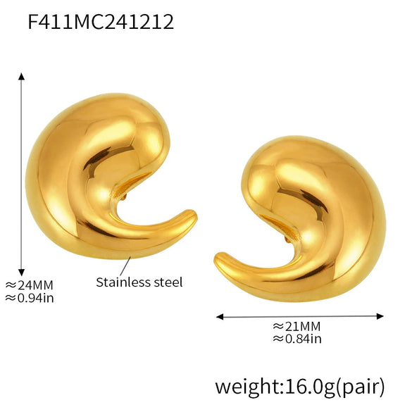 Wholesale Light Luxury Geometric Drop Shape 316L Stainless Steel 18K Gold Plated Earrings For Women