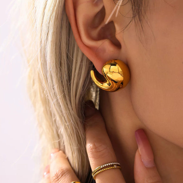 Wholesale Light Luxury Geometric Drop Shape 316L Stainless Steel 18K Gold Plated Earrings For Women