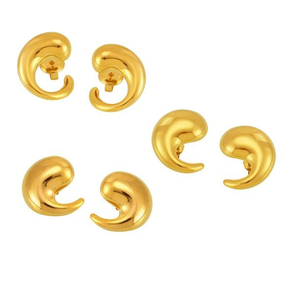 Wholesale Light Luxury Geometric Drop Shape 316L Stainless Steel 18K Gold Plated Earrings For Women