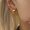Wholesale Light Luxury Geometric Drop Shape 316L Stainless Steel 18K Gold Plated Earrings For Women