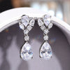 Wholesale Light Luxury Geometric Drop Shape Zirconia Copper Earrings For Women