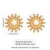 Wholesale Light Luxury Geometric Electroplated Stainless Steel Flower Shaped Pearl Sunflower Earrings For Women