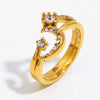 Wholesale Light Luxury Geometric Electroplated Stainless Steel Moon Ring For Women And All Genders