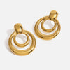 Wholesale Light Luxury Geometric Electroplated Stainless Steel Round Doublelayer Hollow Earrings For Women