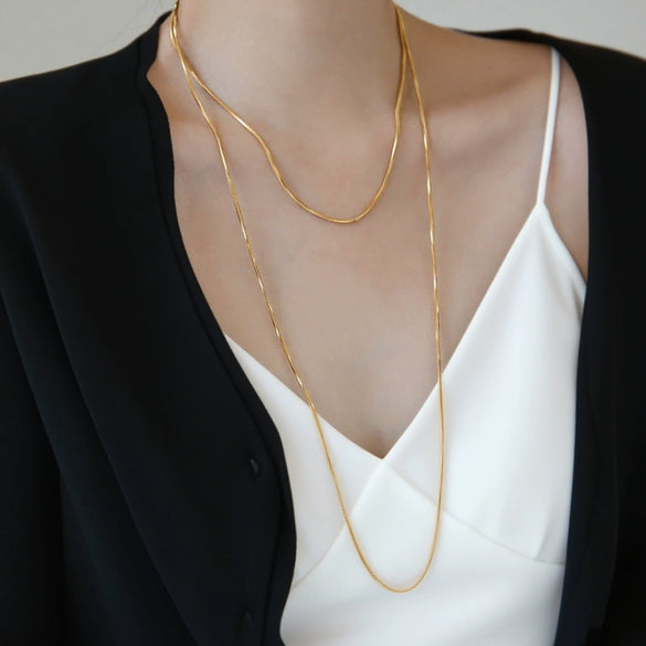 Wholesale Light Luxury Geometric Electroplated Titanium Steel Snake Bone Chain Necklace For Women