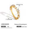 Wholesale Light Luxury Geometric Electroplated Zircon Stainless Steel Adjustable Opening Ring For Women