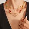 Wholesale Light Luxury Geometric Ferris Wheelcut Rhombus Electroplated Titanium Steel And Glass Stone Women's Clavicle Necklace