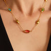 Wholesale Light Luxury Geometric Ferris Wheelcut Rhombus Electroplated Titanium Steel And Glass Stone Women's Clavicle Necklace