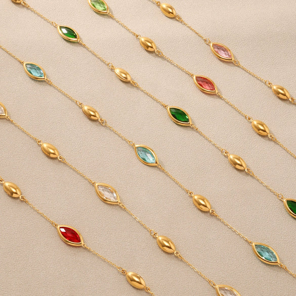 Wholesale Light Luxury Geometric Ferris Wheelcut Rhombus Electroplated Titanium Steel And Glass Stone Women's Clavicle Necklace