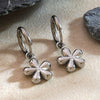 Wholesale Light Luxury Geometric Flower Stainless Steel Electroplated Pendant Earrings For Women