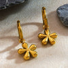 Wholesale Light Luxury Geometric Flower Stainless Steel Electroplated Pendant Earrings For Women