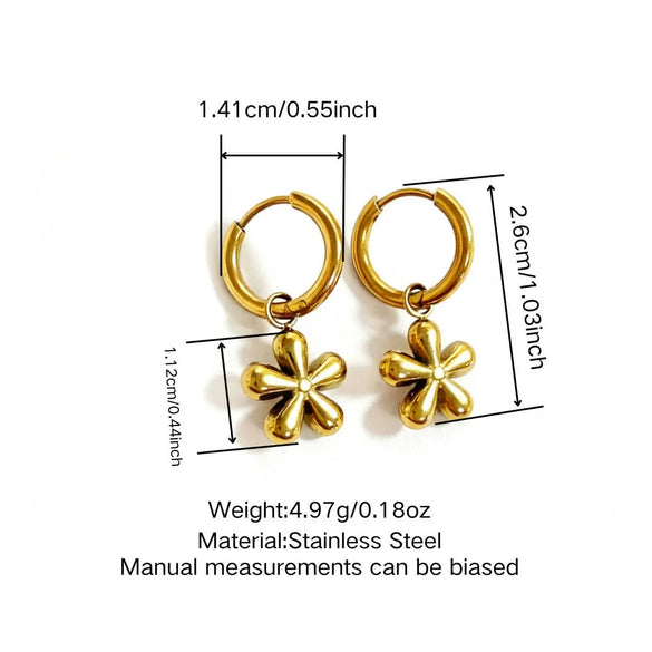 Wholesale Light Luxury Geometric Flower Stainless Steel Electroplated Pendant Earrings For Women