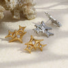 Wholesale Light Luxury Geometric Fourpointed Star Stainless Steel Vacuum Plated Earrings For Women