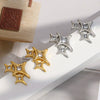 Wholesale Light Luxury Geometric Fourpointed Star Stainless Steel Vacuum Plated Earrings For Women