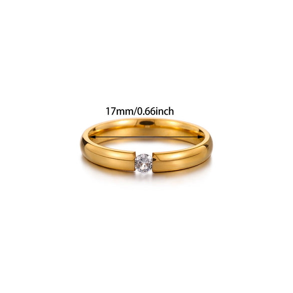 Wholesale Light Luxury Geometric Fruit Shaped Inlaid With Gold Women's Stainless Steel Micropaved Zircon Couple Ring Accessories