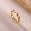 Wholesale Light Luxury Geometric Fruit Shaped Inlaid With Gold Women's Stainless Steel Micropaved Zircon Couple Ring Accessories