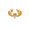 Wholesale Light Luxury Geometric Fruit Shaped Inlaid With Gold Zircon Stone Stainless Steel Plated 18K Gold Ring For Women