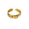 Wholesale Light Luxury Geometric Fruit Shaped Inlaid With Gold Zircon Stone Stainless Steel Plated 18K Gold Ring For Women