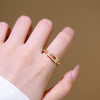 Wholesale Light Luxury Geometric Gold Plated Copper Adjustable Sliding Wide Couple Rings For Women