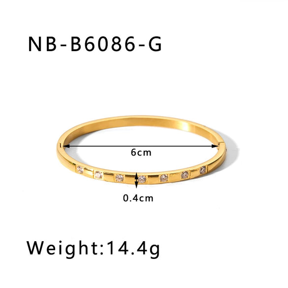 Wholesale Light Luxury Geometric Gold Titanium Steel And Stainless Steel Bracelet Inlaid With Zircon And Diamonds