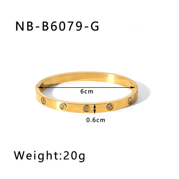 Wholesale Light Luxury Geometric Gold Titanium Steel And Stainless Steel Bracelet Inlaid With Zircon And Diamonds