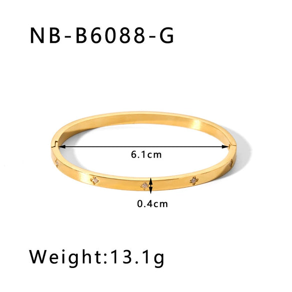 Wholesale Light Luxury Geometric Gold Titanium Steel And Stainless Steel Bracelet Inlaid With Zircon And Diamonds