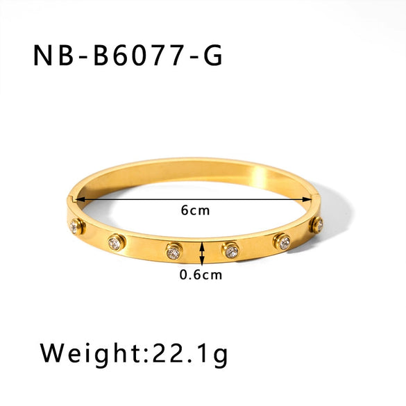 Wholesale Light Luxury Geometric Gold Titanium Steel And Stainless Steel Bracelet Inlaid With Zircon And Diamonds