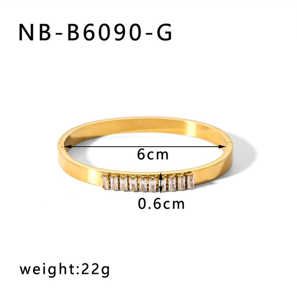 Wholesale Light Luxury Geometric Gold Titanium Steel And Stainless Steel Bracelet Inlaid With Zircon And Diamonds
