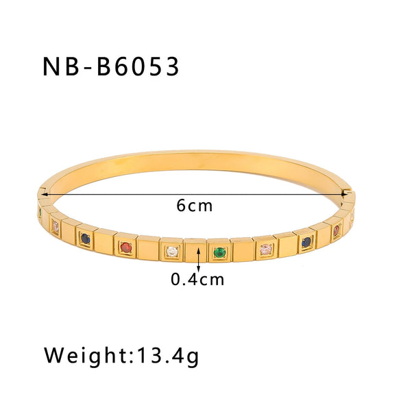 Wholesale Light Luxury Geometric Gold Titanium Steel And Stainless Steel Bracelet Inlaid With Zircon And Diamonds