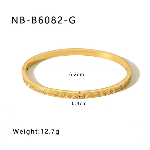 Wholesale Light Luxury Geometric Gold Titanium Steel And Stainless Steel Bracelet Inlaid With Zircon And Diamonds