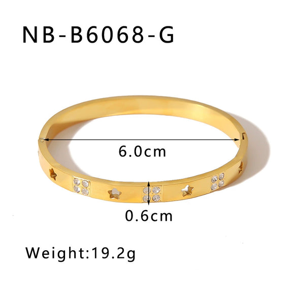 Wholesale Light Luxury Geometric Gold Titanium Steel And Stainless Steel Bracelet Inlaid With Zircon And Diamonds