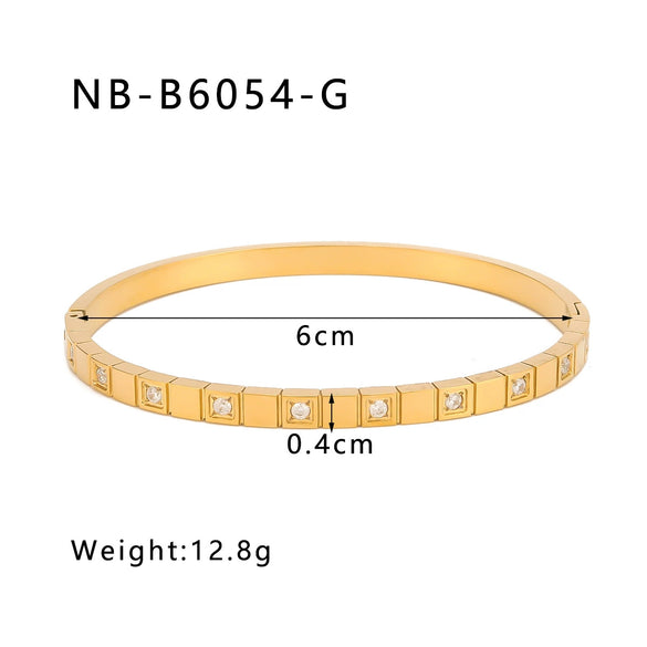 Wholesale Light Luxury Geometric Gold Titanium Steel And Stainless Steel Bracelet Inlaid With Zircon And Diamonds