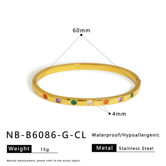 Wholesale Light Luxury Geometric Gold Titanium Steel And Stainless Steel Bracelet Inlaid With Zircon And Diamonds