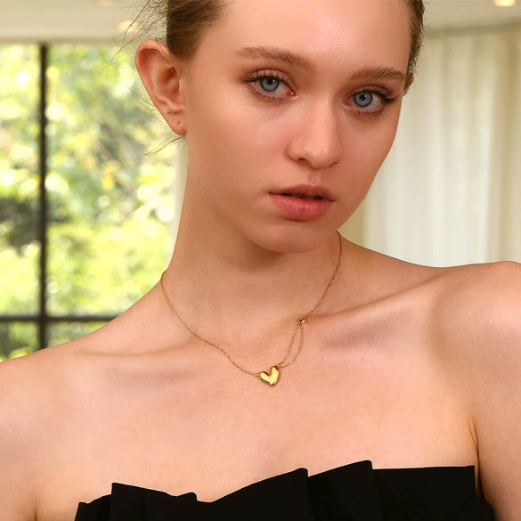 Wholesale Light Luxury Geometric Heart Polar Star Stainless Steel Necklace With Pvd Furnace Vacuum Real Gold Plating For Women