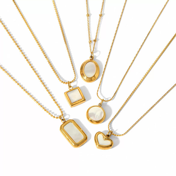 Wholesale Light Luxury Geometric Heart Stainless Steel Plated Pendant Necklace For Women