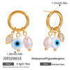 Wholesale Light Luxury Geometric Heart Star Pattern Electroplated Stainless Steel Cross Earrings For Women