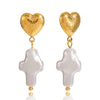 Wholesale Light Luxury Geometric Heart Star Pattern Electroplated Stainless Steel Cross Earrings For Women