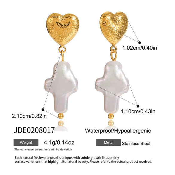 Wholesale Light Luxury Geometric Heart Star Pattern Electroplated Stainless Steel Cross Earrings For Women